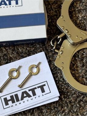 Brass-Tone Handcuffs with Keys - Men's Accessory, Brass Finish